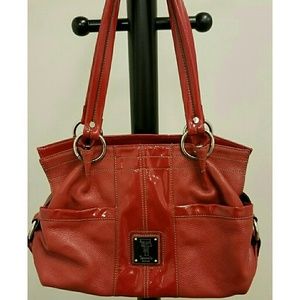 BRIGHT RED GENUINE PEBBLED LEATHER TIGNANELLO BAG